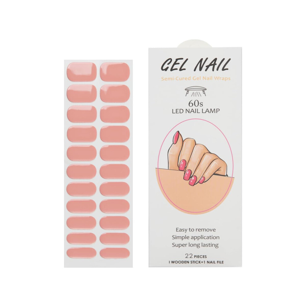 Gel Nail Polish Strips 22Pcs UV Semi Cured, Self Adhesive Full Wrap Stickers for SalonQuality Nails
