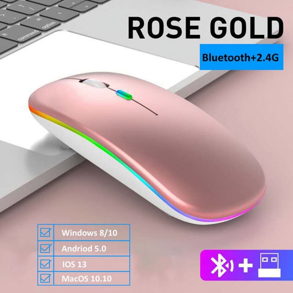 Wireless Mouse With Led Backlit Usb Rechargeable Bluetooth~Compatible Rgb Silent Gaming Mouse For Compatible With Ipad Laptop Macbook Mause Game 9191629699483