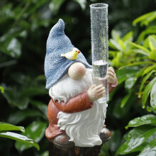 1 estatua de gnomo de jardín con tubo de repuesto para pluviómetro de vidrio, decoración para cerca de patio, terraza, césped, decoración