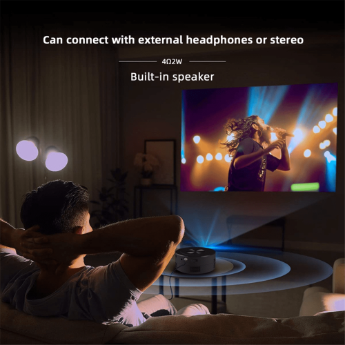 Mini Projector LED Home Media Player Audio Portable Projectors with Projector Stand USB Projection Same Screen Mirror-B 1