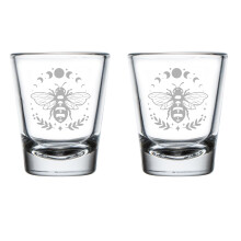2er-Set Schnapsgläser (50 ml) – Geschenkidee: Biene und Mond