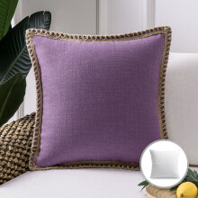 Phantoscope Farmhouse Burlap Linen Tailored Edge Series decoratief sierkussen, 51 x 51 cm, paars, 1 stuk