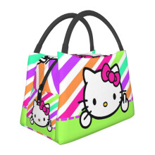 Lancheira térmica fofa com estampa da Hello Kitty, reutilizável e com isolamento térmico, ideal para escritório, trabalho, piquenique e trilhas.
