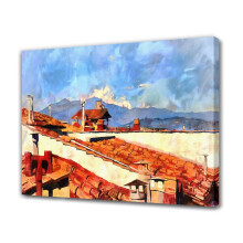 Pictură decorativă cu acoperișuri roșii, poster, pictură decorativă pe pânză, artă de perete, postere pentru living, pictură pentru