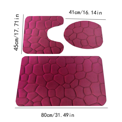 Πατάκι τουαλέτας YUEHAO 3Piece Rock Memory Foam Σετ πατακιών μπάνιου με ανάγλυφο φανελένιο 2