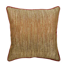 Capa de Almofada Decorativa com Estampa Abstrata de Listras em Coral e Dourado, 35x35cm (14"x14"), Textura Jacquard Listrada, compatível com