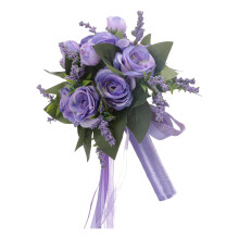 Bouquet da sposa, bouquet da sposa con rose di seta bianco champagne, bouquet per damigelle con nastro, rose con perle di cristallo Valenti