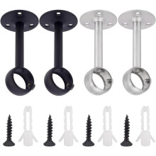 4 juegos de soportes para barra de cortina de 1" para montaje en techo, acero inoxidable 201 con tornillos, color negro y acero inoxidable, soporte