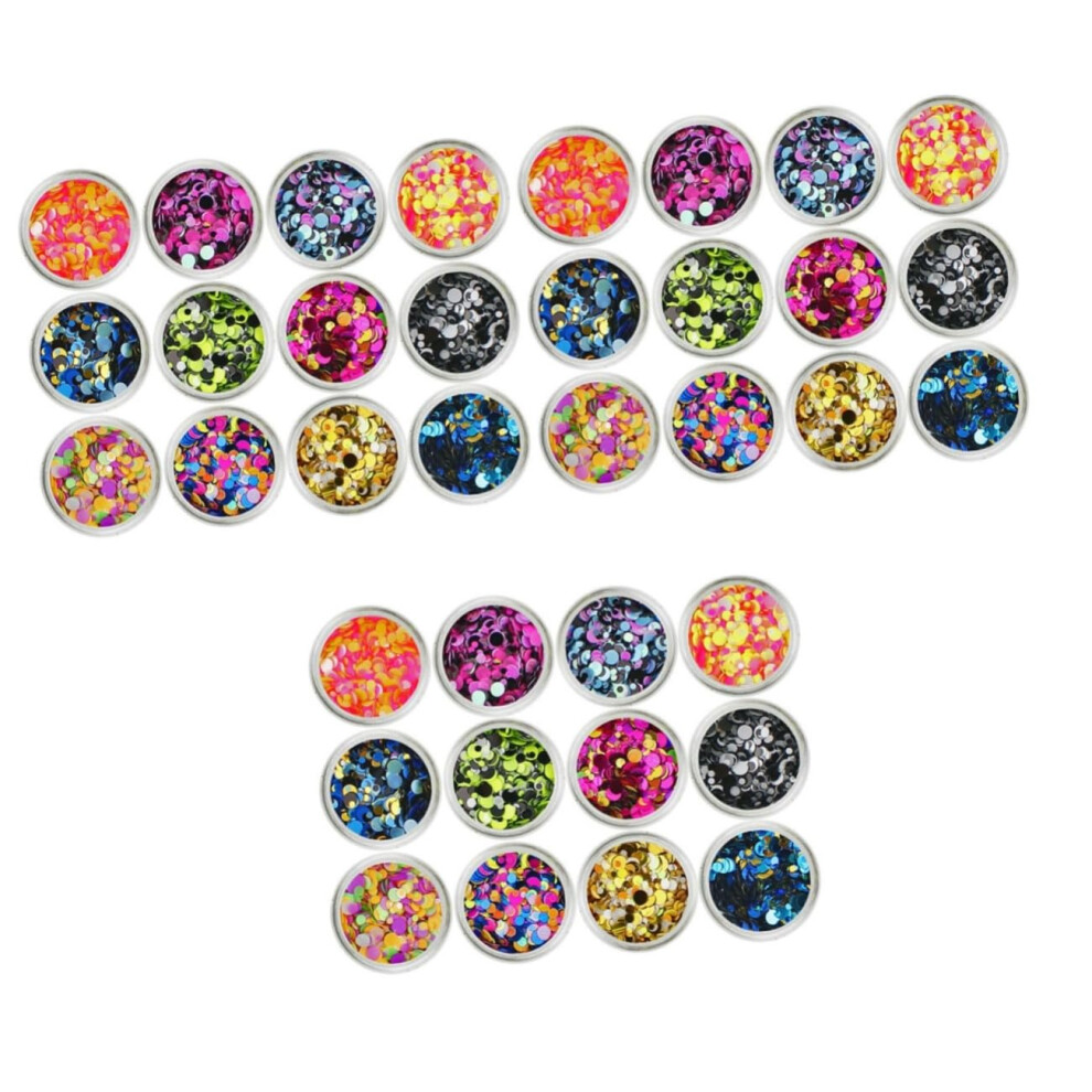 Nail Art Glitter Set with Mixed Round Sequins, Colorful Shiny Bulk for Home and Salon Use