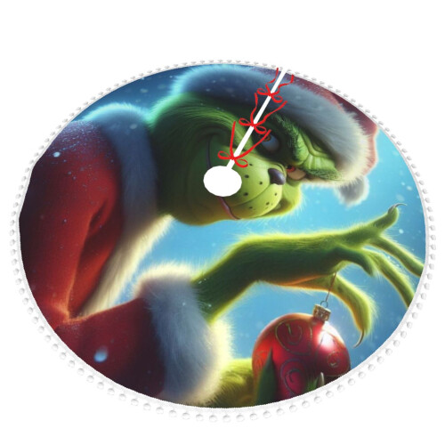 Φούστα Χριστουγεννιάτικου Δέντρου The Grinch World Travel με Πομ τελείωμα, Διακοσμήσεις 2