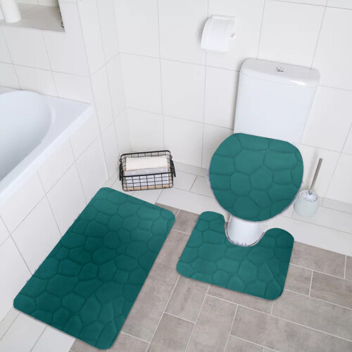 Πατάκι τουαλέτας YUEHAO 3Piece Rock Memory Foam Σετ πατακιών μπάνιου με ανάγλυφο φανελένιο 1