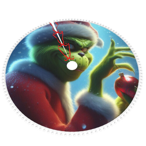 Φούστα Χριστουγεννιάτικου Δέντρου The Grinch World Travel με Πομ τελείωμα, Διακοσμήσεις 1
