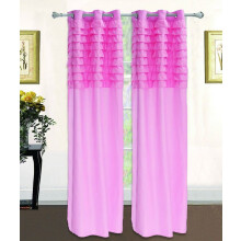 Katy Solid Ruffled Pleated Window Curtain Panel With Grommets 63" Long Drapes - Rose Pink