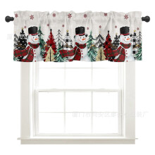Red Christmas Tree Snowman Snowflake Christmas Adjustable Curtains For Kitchen Living Room Rod Pocket 1 Panel Tie Up Sunshade