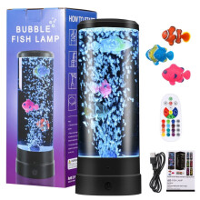 LED Bubble Fish Lava Lamp, Artificial Aquarium Light with Remote, USB/Battery Powered for Home Office Decor