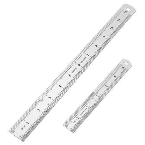 Régua de aço inoxidável de 12 polegadas + 6 réguas de metal
