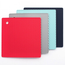 Set van 4 blauwe siliconenmatjes, geschikt voor hete pannen, hittebestendig voor aanrechtbladen, lepelsteun en onderzetters.