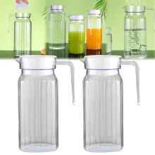 Liquidation ! Bouteilles en verre Lssam avec couvercles (lot de 2, 0,8 L), carafes à jus en acrylique pour la maison, le restaurant et le bar –
