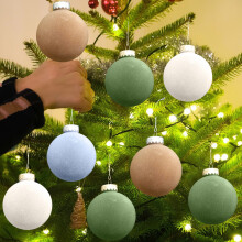 Staron 12Pcs Brown Velvet Christmas Ornaments, Compatible with Xmas Tree - Hanging Balls for Holiday, Wedding, Party Decoration