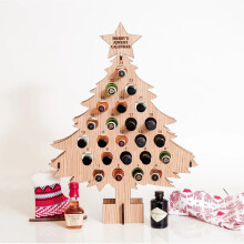 Calendrier de l'Avent Yonrjhukm, porte-bouteilles en bois avec sapin de Noël, compte à rebours, décorations de Noël, cadeau
