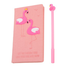 Carnet et stylo gel Eease Flamingo - Journal en PU rose
