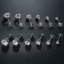 Set mit 6 Paar Ohrringen mit Zirkonsteinen, Silber