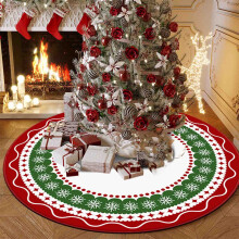 Yhmxh Weihnachts-Rundteppich, 80 cm (31,5 Zoll), rutschfest, waschbar, für Wohnzimmer, Schlafzimmer, Arbeitszimmer – Weiß/Grau