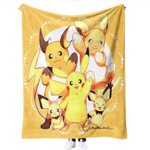 Pikachu-peitto Söpö sarjakuvapehmoleluheittohuopa Kaikkien vuodenaikojen flanellihuopa sohvan vuodevaatteisiin Olohuoneen sisustukseen50*60P-1