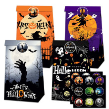 taicans12PCS Bolsas para dulces de Halloween, bolsas para pedir dulces, bolsas de papel para galletas, bolsas de regalo, suministros para fiestas de