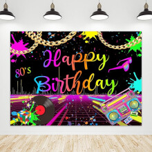 Fond photo Riyidecor sur le thème des années 80 pour anniversaire, style hip-hop rétro néon graffiti, 2,13 m x 1,52 m (7 pieds x 5 pieds) –