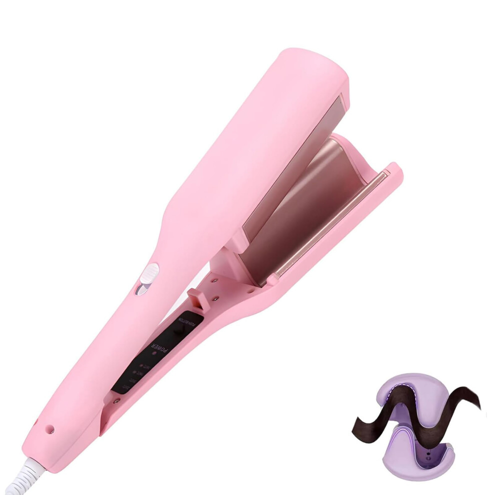 Pink Curling Iron With Ceramic Barrel, 15S Heatup Hair Waver, Ionic Frizz, 4 Temp,