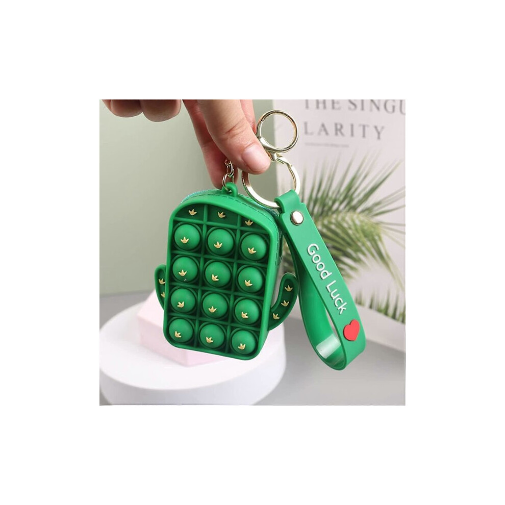 Cute Coin Purse Wallet Bubble Fidget Toy Cactus Thick Silicone Stocking Stuffer for Money Best Birthday Gift for Kids