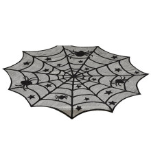 Mustavalkoinen Halloween-koristeet, hämähäkinseittipöytäliina ja pitsiverho, kammottava kangasjuhlakoristeet (yhteensopiva mustavalon kanssa)
