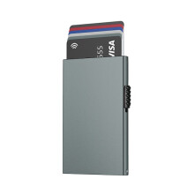 Porta carte grigio da uomo, porta carte di credito con protezione RFID, porta carte a scomparsa