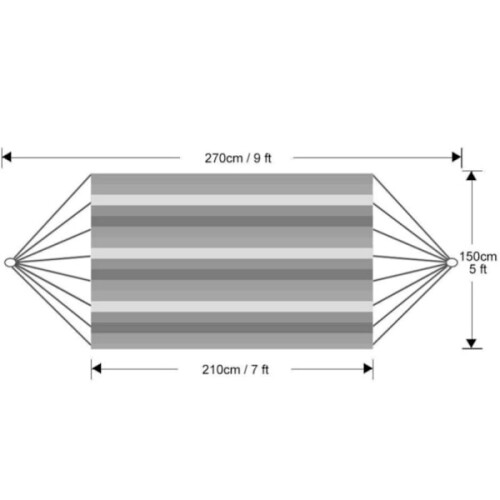 Διπλή γκρι καμβάς αιώρα 2 ατόμων, 220x150cm, συνολικό μήκος 270cm, εσωτερική & εξωτερική 2