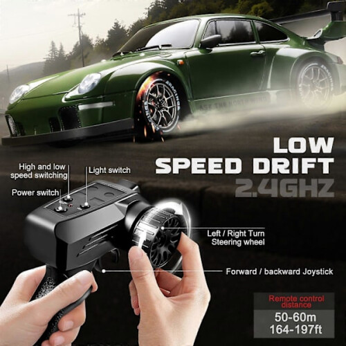 Τηλεκατευθυνόμενο αυτοκίνητο drifting 4x4 κλίμακας 1/24 με 2 λειτουργίες ταχύτητας, φώτα 2