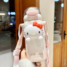 Termos para niñas con pajita, bandolera de acero inoxidable, Kawaii, 500 ml, Sanrio Kuromi, botella térmica para niños, vaso de agua para