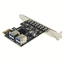 Placă de extensie USB3.2GEN1PCIE, adaptor de placă de extensie cu 4 porturi USB-A și 5 Gbps, pentru WIN7/10/11 LINUX