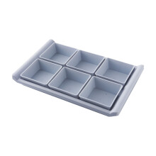 Plateau à 6 compartiments Harliver pour noix et bonbons, bol à apéritifs en plastique, présentoir à amuse-gueules, 32,8 x 21,5 x 4 cm, bleu