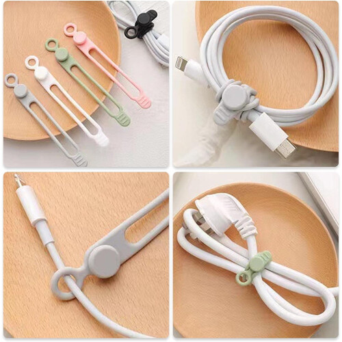 30PCS Silicone Cable Ties, compatible with data, charging & network cables - Reusable, Multi-Color 2