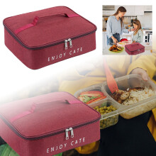 Sac isotherme pour repas chaud ou froid, compatible avec un plat de 23 x 29 cm, bleu marine. Idéal pour les repas partagés et les pique-niques.