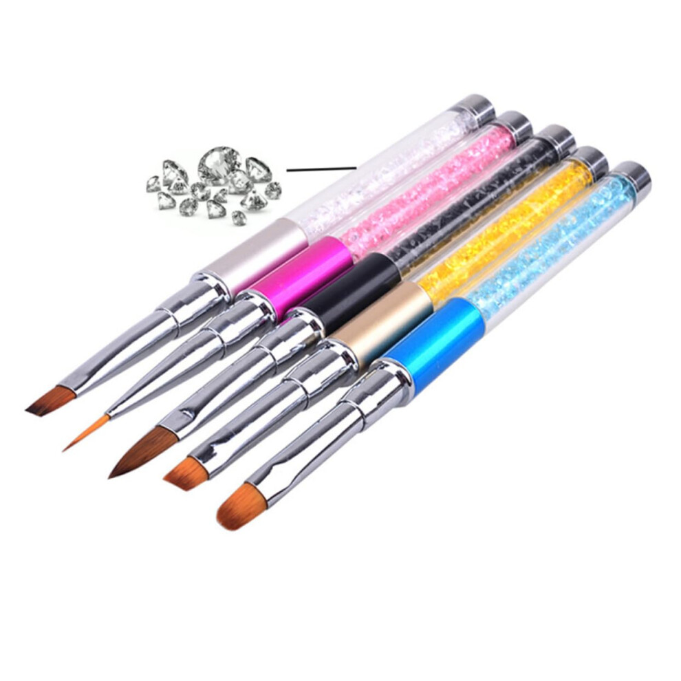 Nail Art Brush with Crystal Handle, Fine Tip Manicure Brush for Detailing, Striping and Dotting