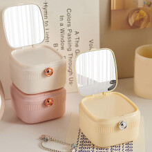 Boîte à bijoux avec miroir, double compartiment, organisateur anti-poussière pour boucles d'oreilles, colliers, bracelets et bagues, blanche