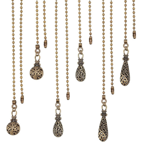 6pcs3Styles Vintage Hollow Ανεμιστήρας Οροφής Αλυσίδα Τραβήγματος, Στρογγυλή Προέκταση