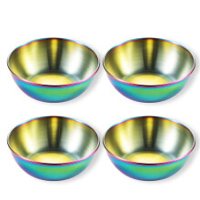 Stainless Steel Sauce Dishes Set of 4, Colorful Small Dipping Bowls for Kitchen and Dining