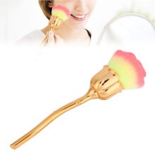 Rose Shape Nail Dust Brush with Soft Durable Bristles for Professional Manicure Cleaning 03 Light Yellow and Rose Powder