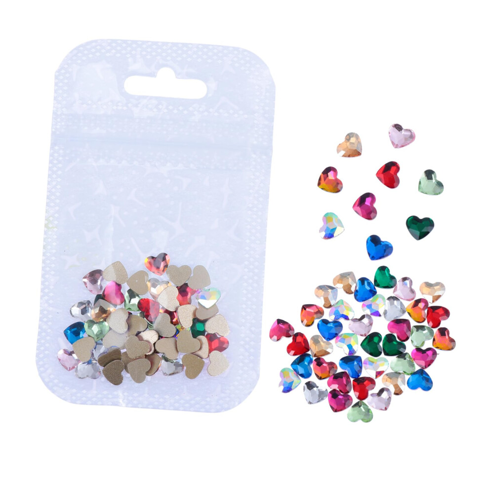 50pcs Heart Shaped Nail Art Rhinestones Charms for Sparkling Manicure and Party Decoration
