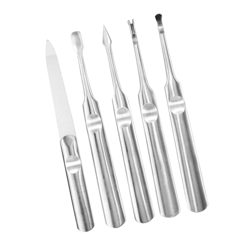 Ergonomic Manicure Tools Set with Precision Cuticle Remover, Dead Skin Fork and Nail File, 5pcs