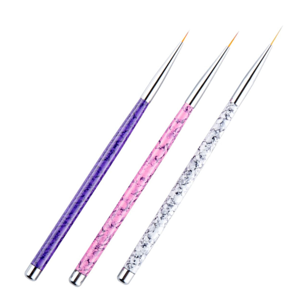 3pcs Nail Art Liner Brush Set for Precise Detailing and Professional Gel Nail Designs