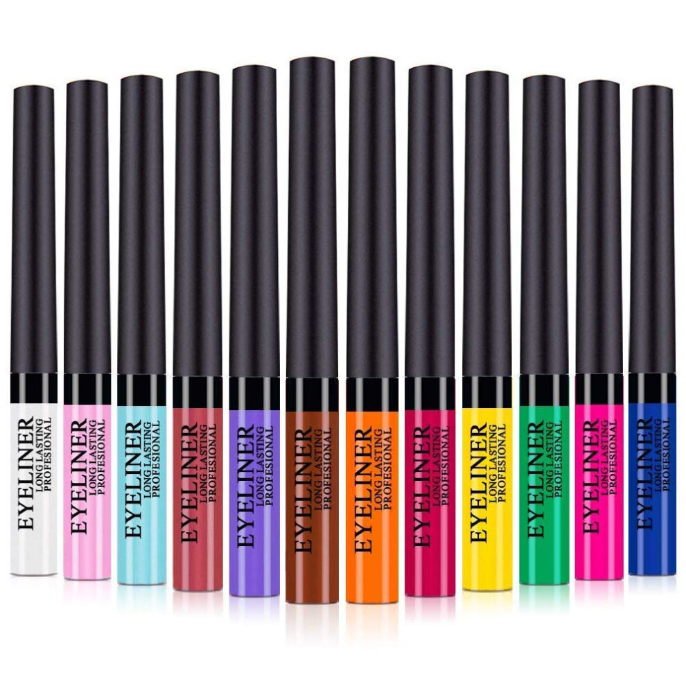 Matte Liquid Eyeliner Set 12 Colors Waterproof Smudgeproof Long Lasting Pigment Pen for Women